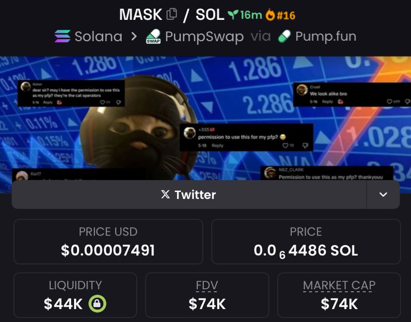gridalpha0's tweet image. Spotted $MASK early! Shared the opportunity with my alpha group at $74k market cap.

#CryptoCall #AlphaSignal #MarketMove #AltcoinPlay #TokenTrade #EarlyMover
