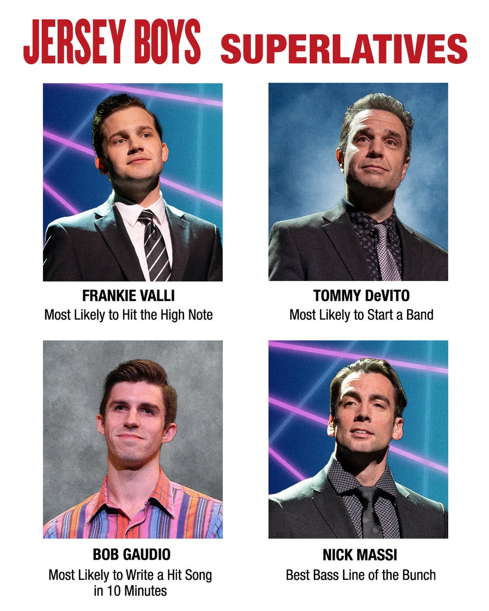School’s almost out, but we’re getting one last look at the yearbook 🎤🏅📖 Time to hand out the #JerseyBoys superlatives – and these Four Seasons definitely left their mark.