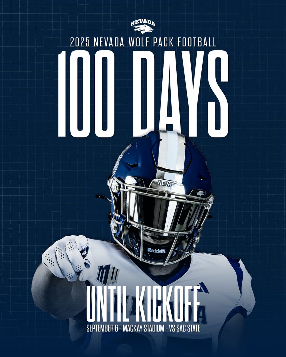 Nevada Wolf Pack 🐺 (@nevadawolfpack) on Twitter photo 1️⃣0️⃣0️⃣ days until <a href="/NevadaFootball/">Nevada Football</a> home opener against Sacramento State, on September 6️⃣!
Secure your season tickets today ➡️ bit.ly/3vPuOMu
#BattleBorn 1️⃣0️⃣0️⃣ days until <a href="/NevadaFootball/">Nevada Football</a> home opener against Sacramento State, on September 6️⃣!
Secure your season tickets today ➡️ bit.ly/3vPuOMu
#BattleBorn