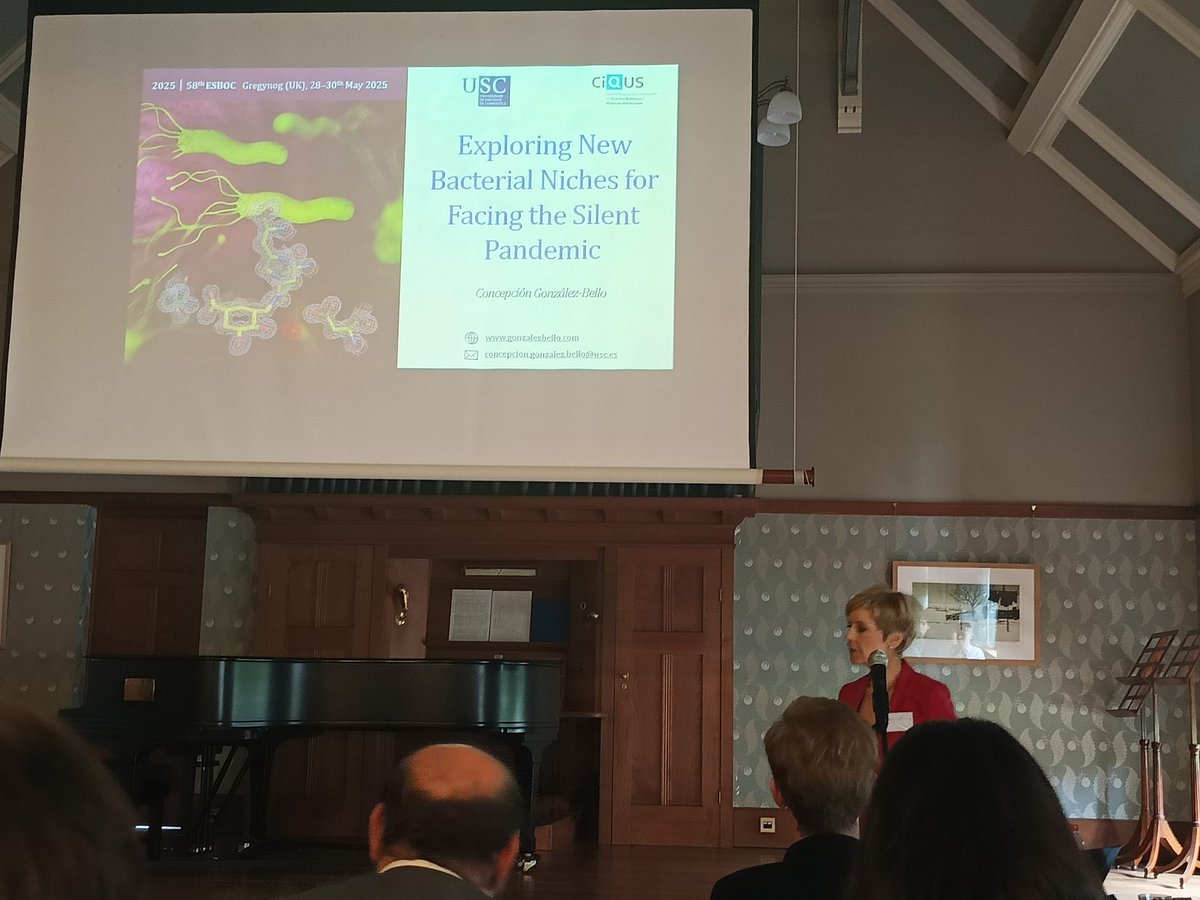 Gonzalez-Bello group (@gonzalezbello_c) on Twitter photo Glad to participate as invited speaker at the ESBOC Symposia (European Symposia in Bio-Organic Chemistry) in Gregynog Hall, in mid-Wales, 28-30 May 2025 esboc.org.uk
<a href="/GonzalezBello_C/">Gonzalez-Bello group</a>
Talking about our contributions in precision antibacterial agents Glad to participate as invited speaker at the ESBOC Symposia (European Symposia in Bio-Organic Chemistry) in Gregynog Hall, in mid-Wales, 28-30 May 2025 esboc.org.uk
<a href="/GonzalezBello_C/">Gonzalez-Bello group</a>
Talking about our contributions in precision antibacterial agents