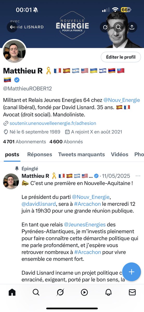 MatthieuROBER12's tweet image. Vous êtes désormais 4600 à vous être abonnés à mon compte X. C’est à la fois peu et beaucoup à mes yeux. E-militer pour @davidlisnard Président de @Nouv_Energie, faire passer ses/nos idées à de plus en plus de monde, faire de bonnes et riches rencontres. 
Merci 🙏🏻 #OnLâcheRien