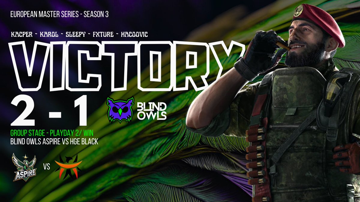 Blind Owls Esports (@blindowlsgg) on Twitter photo Nothing to do for HGE, the kings of Lair are <a href="/TeamAspire_R6/">Team Aspire</a>
🗺️ 4 - 7 on Chalet ❌
🗺️ 7 - 4 on Consulate ✅
🗺️ 7 - 1 on Lair ✅
The question is:
What was faster? The third map or the opponents quitting the lobby? 💨
GGWP to @hgeblackr6!
Scoreboard below ⤵️ Nothing to do for HGE, the kings of Lair are <a href="/TeamAspire_R6/">Team Aspire</a>
🗺️ 4 - 7 on Chalet ❌
🗺️ 7 - 4 on Consulate ✅
🗺️ 7 - 1 on Lair ✅
The question is:
What was faster? The third map or the opponents quitting the lobby? 💨
GGWP to @hgeblackr6!
Scoreboard below ⤵️
