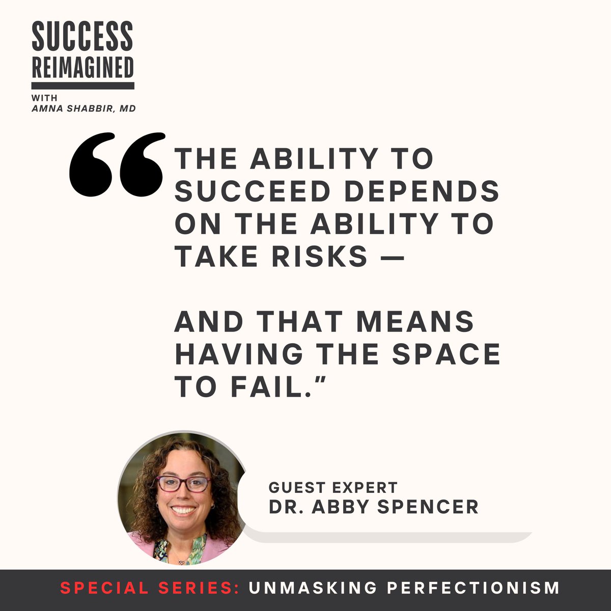 Amna Shabbir, MD, NBC-HWC, CPC (@ashabbirmd) on Twitter photo 1/
Do you have space to fail?
Are you willing to take risks?
When you fail — what do you make it mean about you?
In this week’s episode of Success Reimagined, <a href="/abbyWUim/">Abby Spencer, MD, MS, FACP</a> reminds us👇🏽 1/
Do you have space to fail?
Are you willing to take risks?
When you fail — what do you make it mean about you?
In this week’s episode of Success Reimagined, <a href="/abbyWUim/">Abby Spencer, MD, MS, FACP</a> reminds us👇🏽