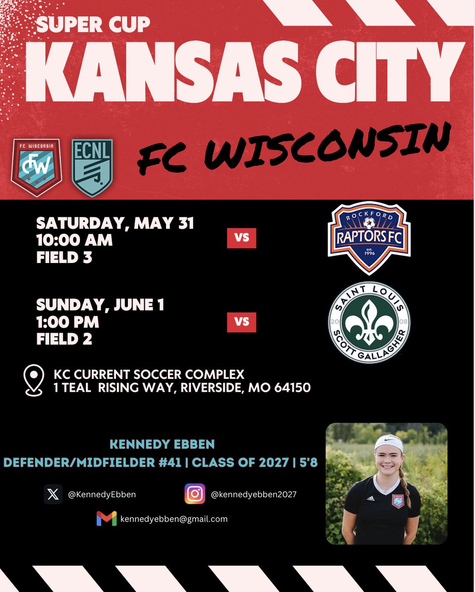 Kennedy Ebben (@kennedyebben) on Twitter photo Come check us out in Kansas City this weekend!
<a href="/FCW_ECNL/">FC Wisconsin Girls Soccer</a> <a href="/ECNLgirls/">ECNL Girls</a> <a href="/ImYouthSoccer/">ECNL/GA/Recruiting/College Soccer</a> <a href="/ImCollegeSoccer/">College Soccer Truth ™</a> <a href="/TopDrawerSoccer/">TopDrawerSoccer</a> <a href="/PrepSoccer/">Prep Soccer ⚽️</a> Come check us out in Kansas City this weekend!
<a href="/FCW_ECNL/">FC Wisconsin Girls Soccer</a> <a href="/ECNLgirls/">ECNL Girls</a> <a href="/ImYouthSoccer/">ECNL/GA/Recruiting/College Soccer</a> <a href="/ImCollegeSoccer/">College Soccer Truth ™</a> <a href="/TopDrawerSoccer/">TopDrawerSoccer</a> <a href="/PrepSoccer/">Prep Soccer ⚽️</a>