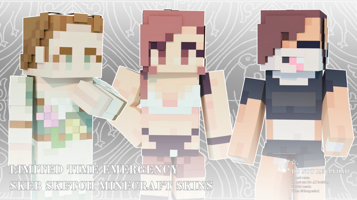emergency $5 minecraft skin sketch comms to recover from a recent theft/break in (details in next tweet)

 ★quick $5 mc skin – 1 char
 ★25 slots
 ★donate link if you'd rather just help: ko-fi.com/campestral

sharing help tons, thank you 🖤