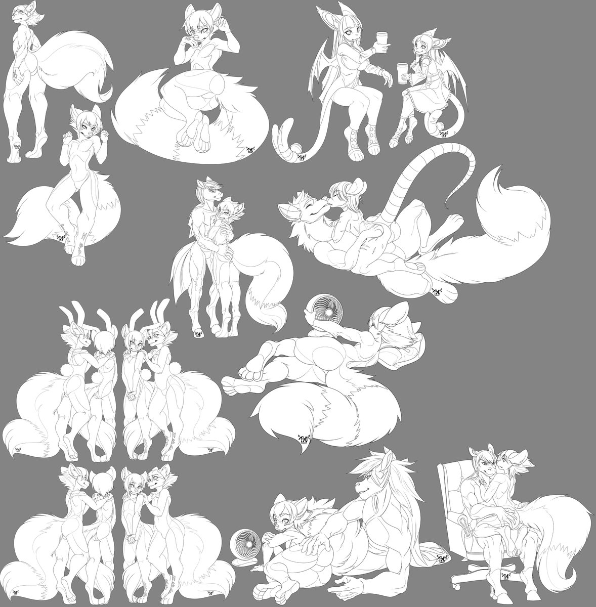 here is all the commission sketches i did.
62 sketches in all i think. some of them will be finished.
in time ill post them. ENjoy^^