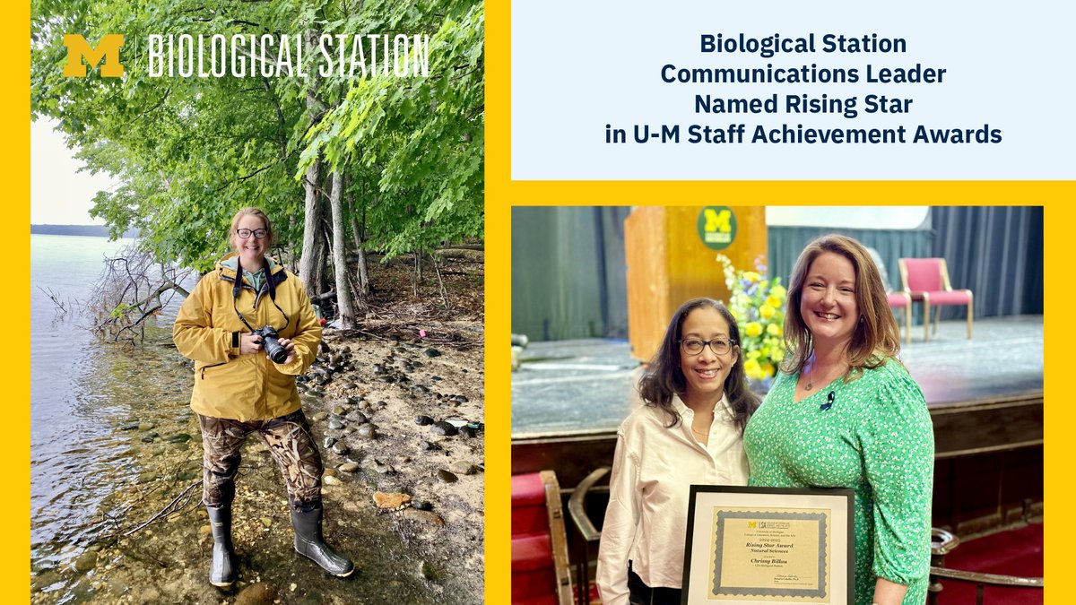 UM Biological Station (@umbs) on Twitter photo The <a href="/UMich/">University of Michigan</a> Biological Station’s storyteller and strategic communicator won the 2025 Rising Star Award in the Natural Sciences Division from the University of Michigan at a ceremony in Ann Arbor. Congrats, Chrissy Billau! myumi.ch/A1x4b The <a href="/UMich/">University of Michigan</a> Biological Station’s storyteller and strategic communicator won the 2025 Rising Star Award in the Natural Sciences Division from the University of Michigan at a ceremony in Ann Arbor. Congrats, Chrissy Billau! myumi.ch/A1x4b