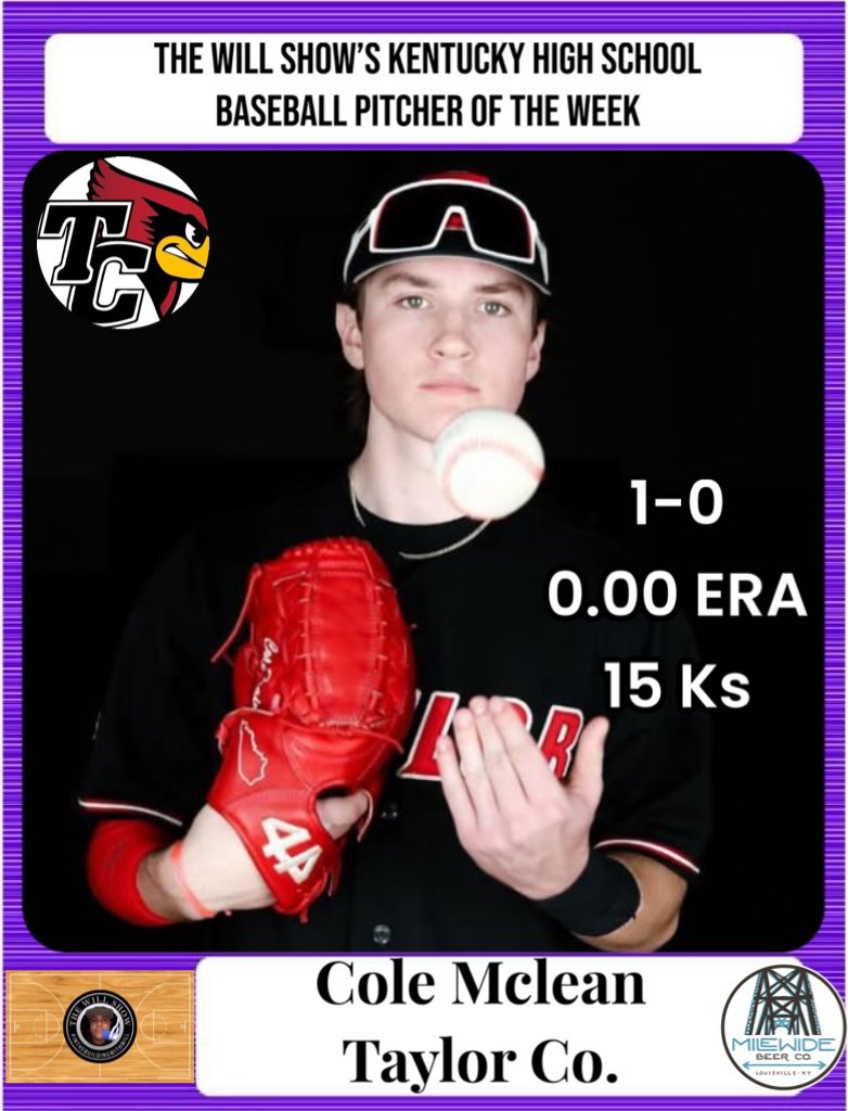 54 Sports Network🎙 (@54sportsnetwork) on Twitter photo The Will Show’s Ky HS Baseball Pitcher of the Week, sponsored by <a href="/MileWideBeer/">Mile Wide Beer Co.</a> is <a href="/ColeMcLean_3/">Cole McLean</a> … <a href="/TCcardsbaseball/">TCHS_Baseball</a> …. Congratulations! #highschoolbaseball #TheWillShow The Will Show’s Ky HS Baseball Pitcher of the Week, sponsored by <a href="/MileWideBeer/">Mile Wide Beer Co.</a> is <a href="/ColeMcLean_3/">Cole McLean</a> … <a href="/TCcardsbaseball/">TCHS_Baseball</a> …. Congratulations! #highschoolbaseball #TheWillShow