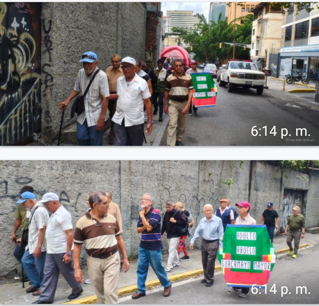#29 May, eludiendo el acoso policial y la campaña atemorizadora del régimen que no respeta la edad para secuestrar a quienes no compartimos su política hambreadora, nos acercamos a la sede del Ministerio del Adulto Mayor, Abuelasy Abuelos de la Patria, en Sabana Grande... 1 /2
