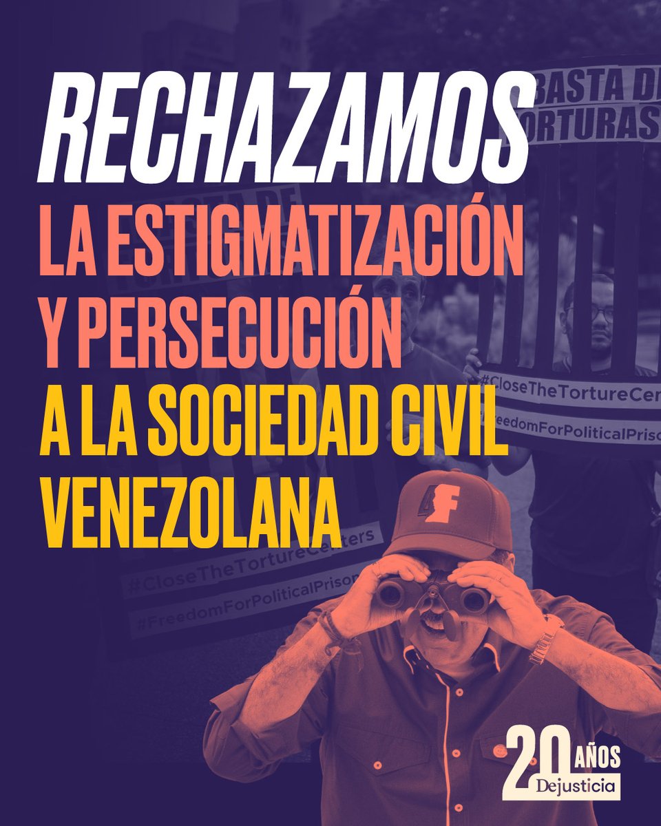 Dejusticia's tweet photo. Rechazamos los últimos señalamientos de Diosdado Cabello a las organizaciones venezolanas @_Provea, @ForoPenal, @MedicosUnidosVe y Maracaibo Posible, en los que las acusa de ser parte de una red terrorista que pretendía sabotear las elecciones parlamentarias del pasado domingo. https://t.co/QqRuljz5AE