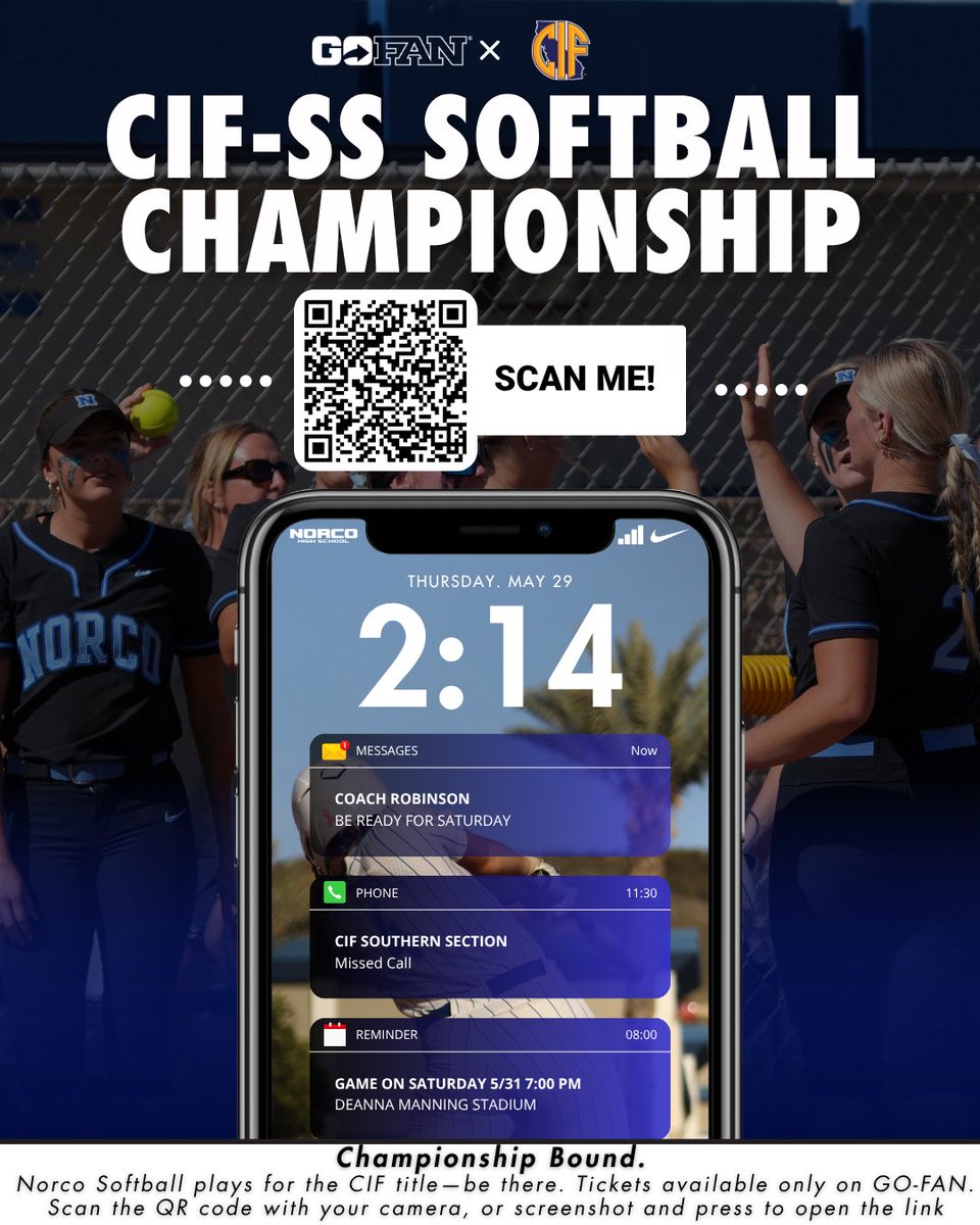 Scan QR to get your tickets here for Saturday’s Softball Final.
