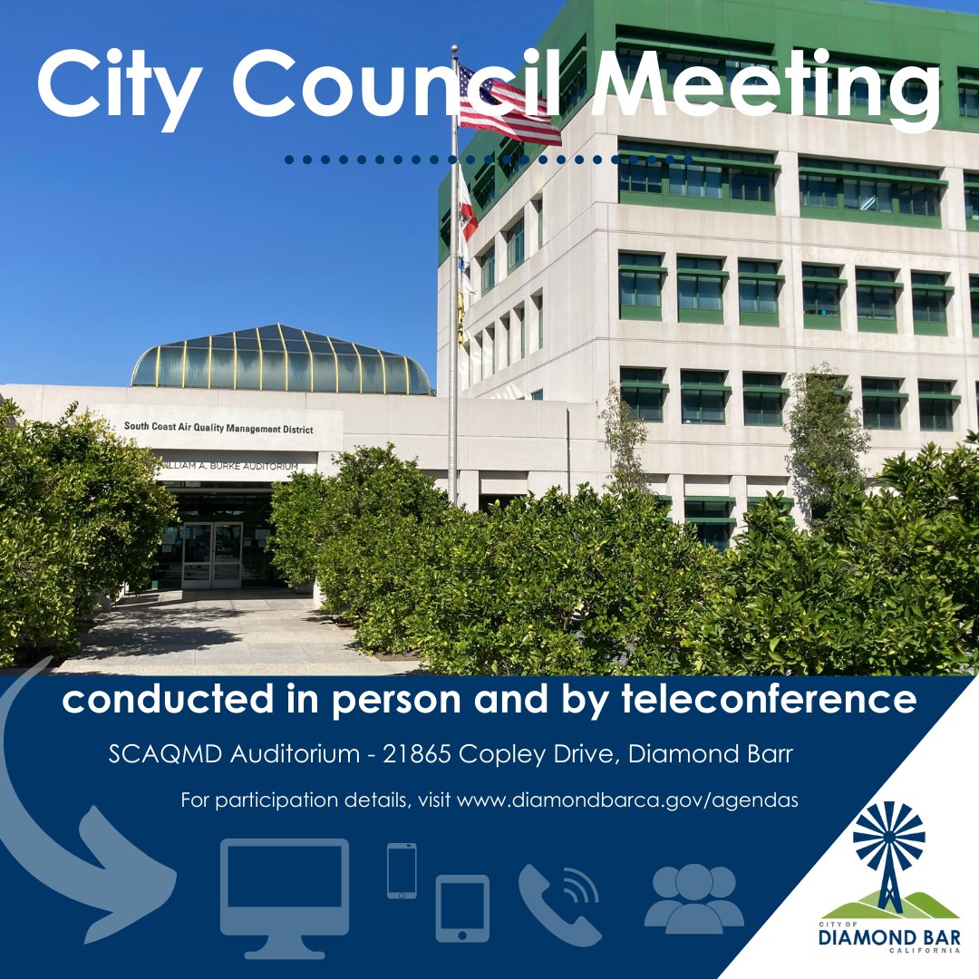 The agenda for the Tuesday, June 3, 2025 City Council meeting is posted online at diamondbarca.gov/agendas