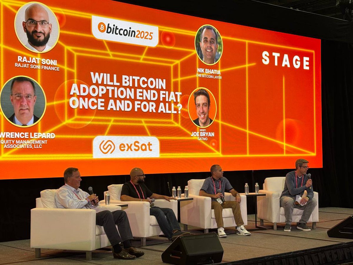 Unreal… 

Vegas ✅

Great panel with <a href="/LawrenceLepard/">Lawrence Lepard, "fix the money, fix the world"</a> <a href="/rajatsonifnance/">Rajat Soni, CFA</a> <a href="/timevalueofbtc/">Nik Bhatia</a> 🧡