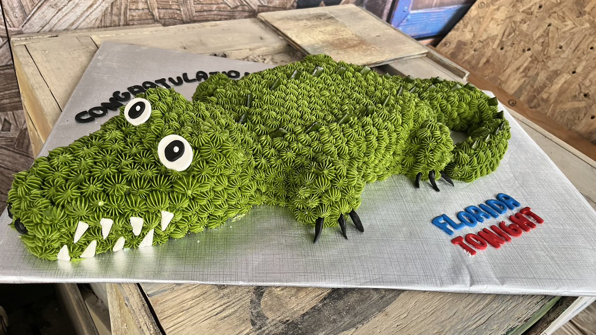 The cake for Tonight’s baby gator gender reveal 🐊 <a href="/flatonight/">Florida Tonight</a> <a href="/FOX13News/">FOX 13 Tampa Bay</a>