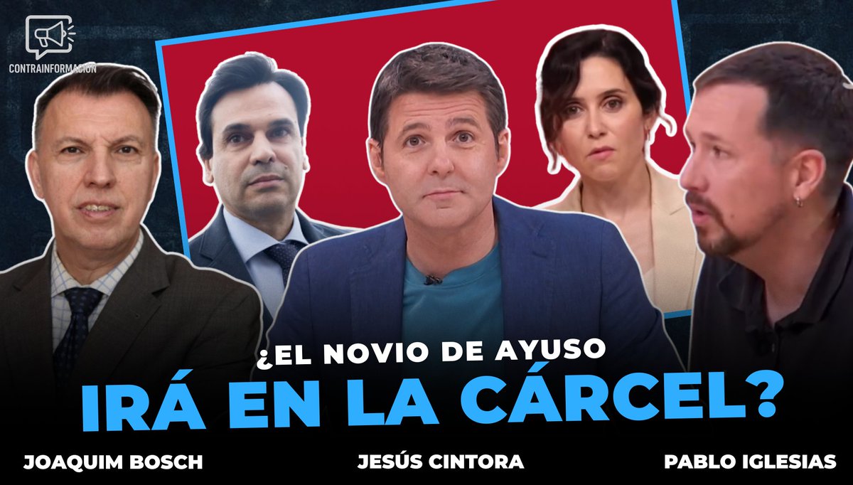 ¿CÁRCEL para el novio de Ayuso? 🥷
Cintora lo dice claro: ¿Encubren EVASIÓN con "ataque político"?.

Bosch CONFIRMA: penas superan 2 años. cárcel es REAL si hay condena.

Iglesias DESTROZA la farsa: "No defendió 'amor', defendió su CHIRINGUITO con Quirón".
Youtu.be/Kw3NkbRm_XY
