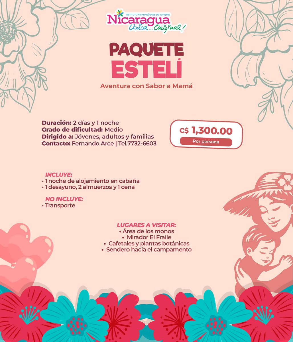 Te traemos paquete turístico para disfrutar con mamá ❣️🌼🌹

Para mayor información entra al link
                  👇
mapanicaragua.com/paquete-turist…

#NicaraguaFascinanteIrresistible 
#NicaraguaÚnicaOriginal