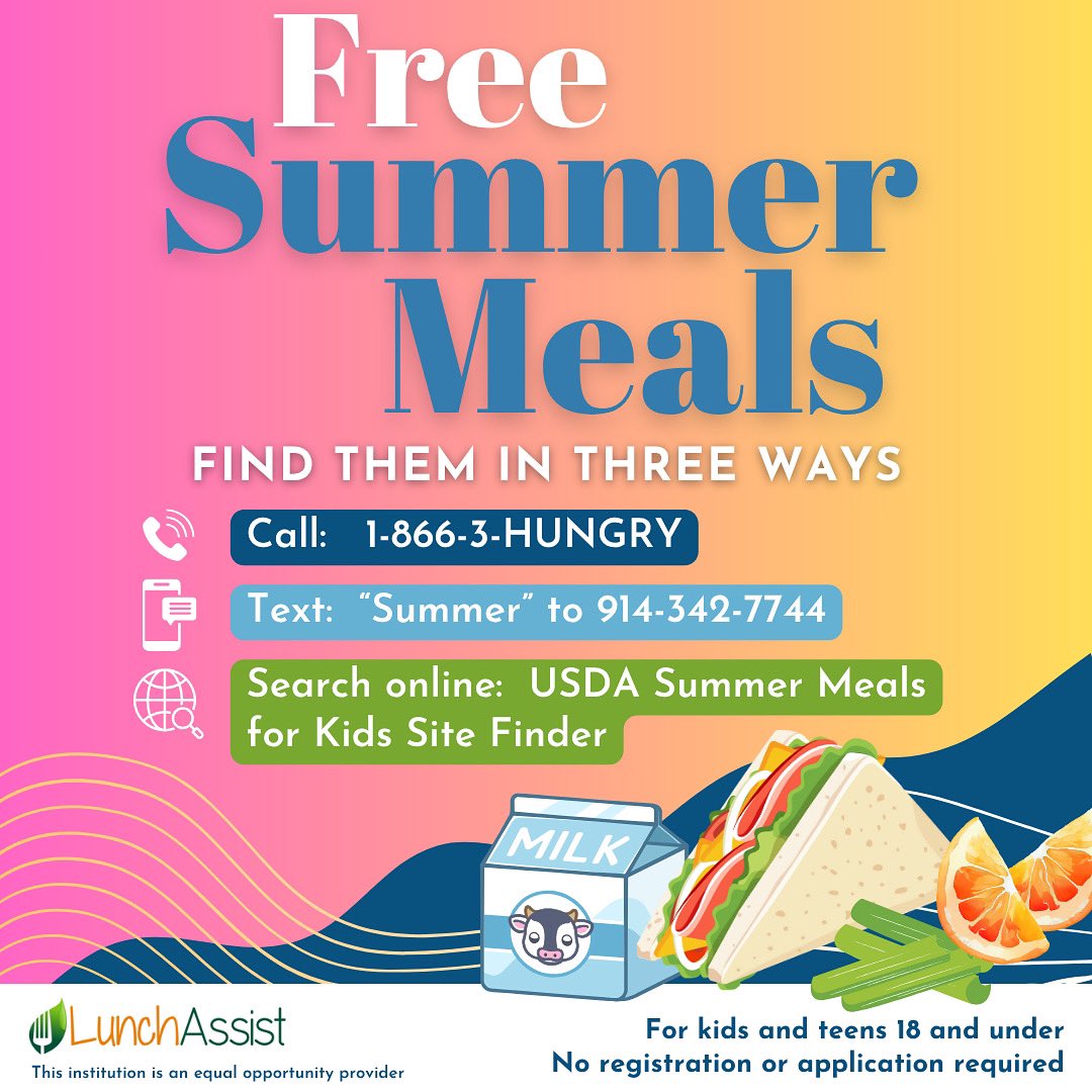 During the summer months, any child aged 18 and under can access meals and snacks at no cost. No application needed.