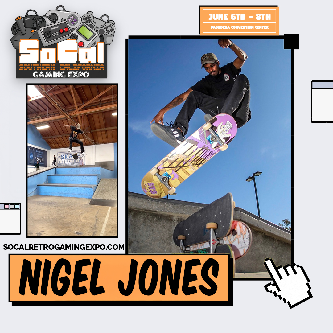 socalgamingexpo's tweet photo. Big news! We’re hyped to welcome the amazing Nigel Jones (@nigglejones) to #SoCalGamingExpo! 🛹🔥 Known for shredding with DaBoyz on YouTube, now’s your chance to meet this legend in person! Come vibe, snap pics, and catch the hype! 🎉 https://t.co/xiujNHiDwX