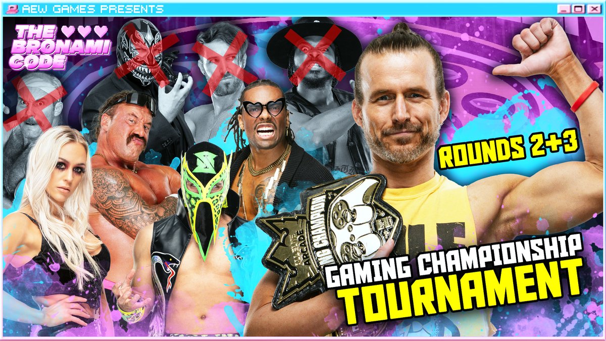 AEW Games (@aewgames) on Twitter photo The road to the AEW Gaming Championship is heating up! 🔥
The tournament hits high gear as <a href="/KingSerpentico/">Viper Perabo 🇵🇷🐍👑</a>, <a href="/thePenelopeFord/">Penelope Ford</a>, <a href="/TruthMagnum/">Truth Magnum of The Outrunners</a> & <a href="/GREATBLACKOTAKU/">Mason Madden</a> clash in the later rounds for a shot at <a href="/the_chugs/">TheCHUGS</a>' title!
Link in comments below ⬇️🔗
#AEWGames #BronamiCode The road to the AEW Gaming Championship is heating up! 🔥
The tournament hits high gear as <a href="/KingSerpentico/">Viper Perabo 🇵🇷🐍👑</a>, <a href="/thePenelopeFord/">Penelope Ford</a>, <a href="/TruthMagnum/">Truth Magnum of The Outrunners</a> & <a href="/GREATBLACKOTAKU/">Mason Madden</a> clash in the later rounds for a shot at <a href="/the_chugs/">TheCHUGS</a>' title!
Link in comments below ⬇️🔗
#AEWGames #BronamiCode