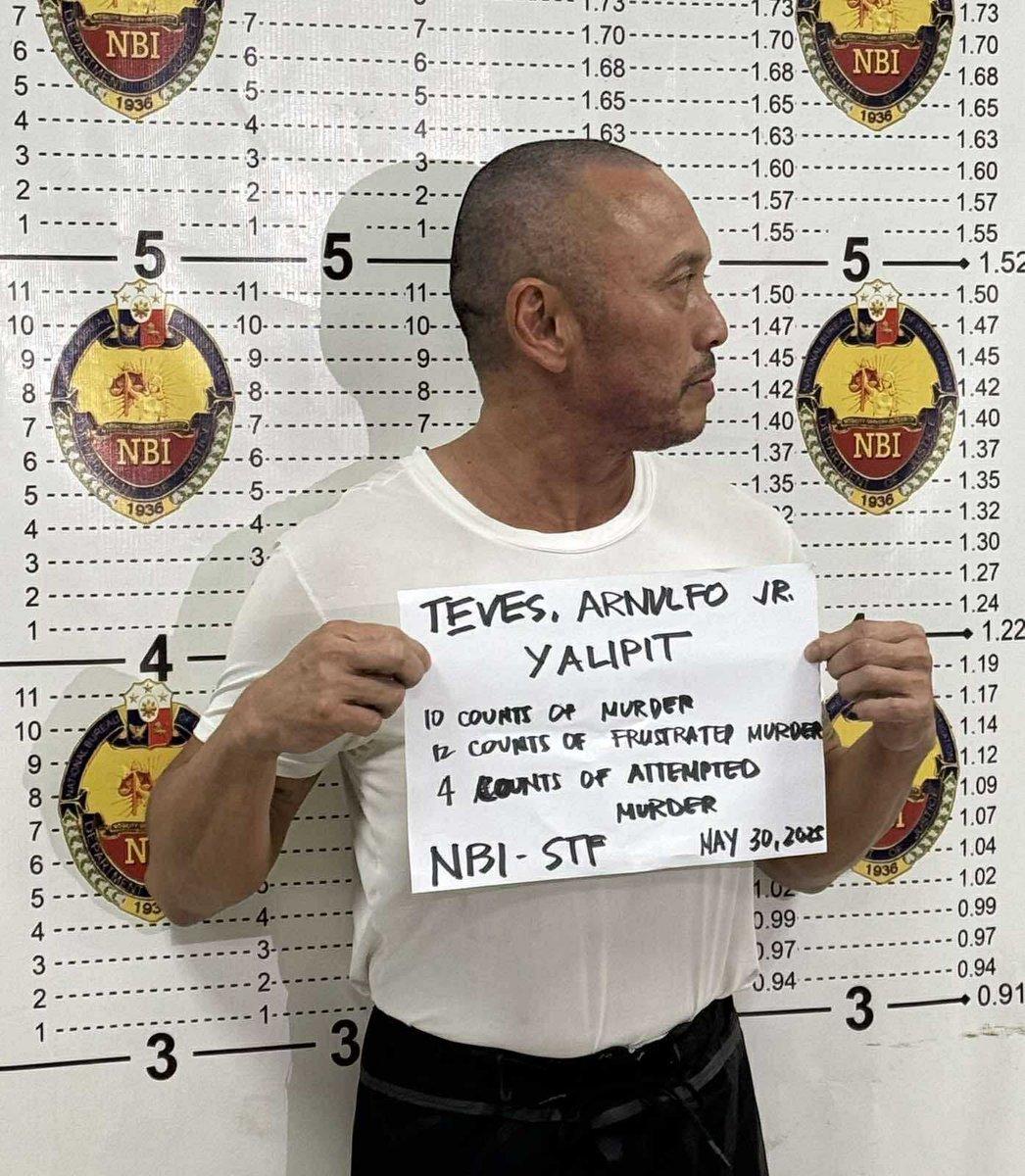 Mugshots of expelled Negros Oriental representative Arnolfo Teves Jr. taken after booking proceedings at the NBI headquarters in Pasay early Friday morning.

Teves was flown back to the Philippines on Thursday, May 29, after Timor-Leste ordered his “immediate deportation.”