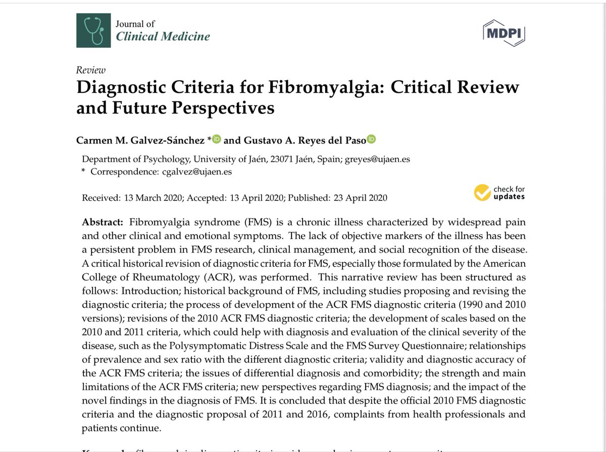 Diagnostic Criteria for Fibromyalgia: Critical Review and Future Perspectives
pmc.ncbi.nlm.nih.gov/articles/PMC72…