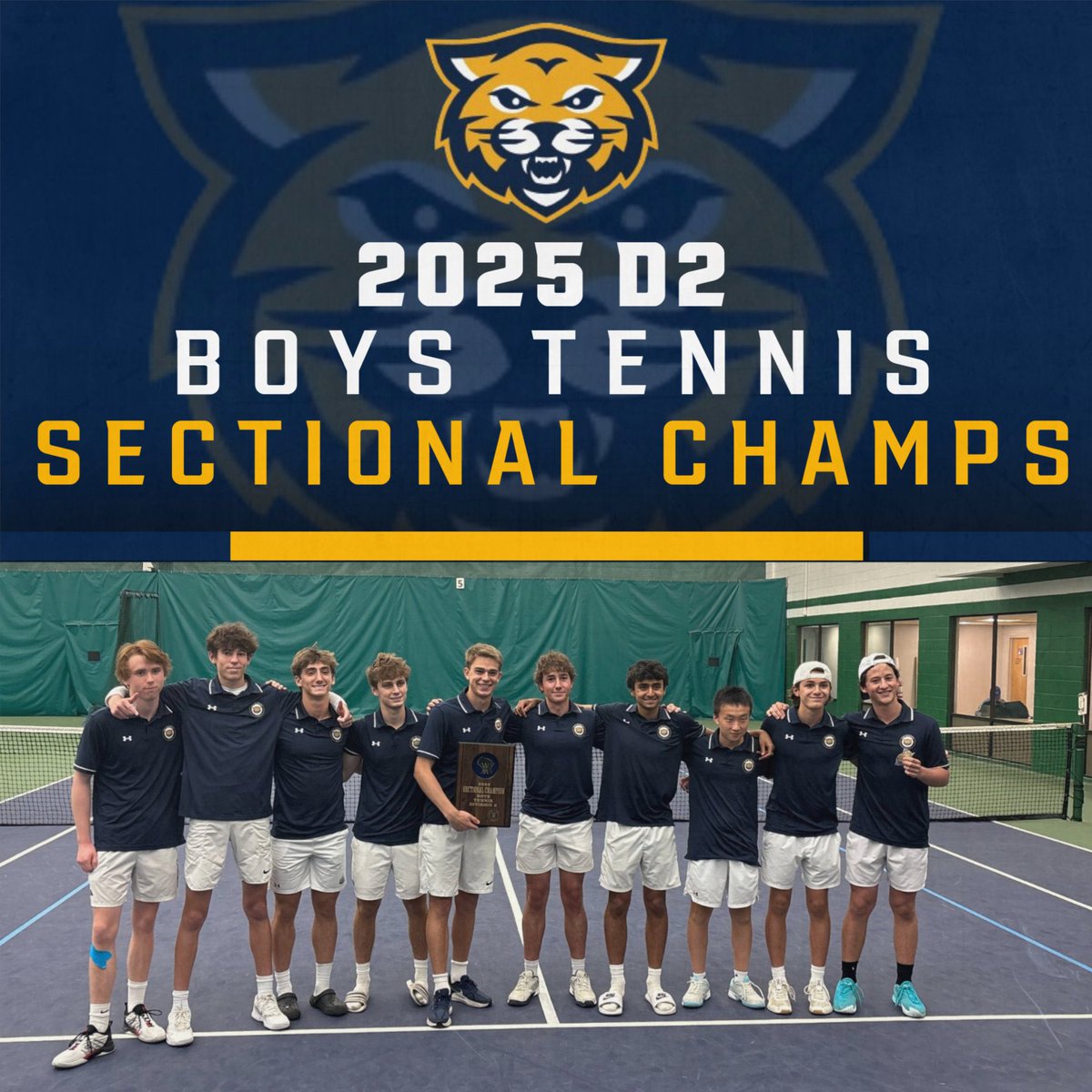 🎾🏆 Next stop, STATE!!! Congratulations to the varsity boys’ tennis team for winning the sectional championship and advancing to the state tournament.