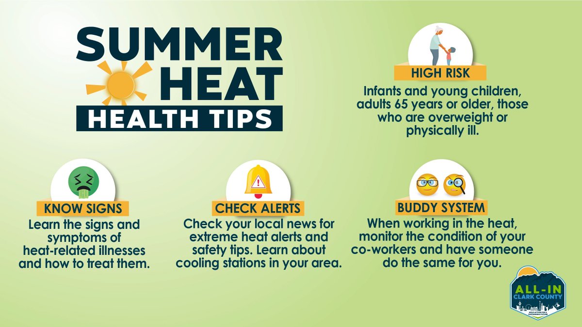 We’re expecting triple-digit ☀️ weather through the weekend and we want you to #StayCoolClarkCounty! For more tips ❄️ StayCoolClarkCounty.com.