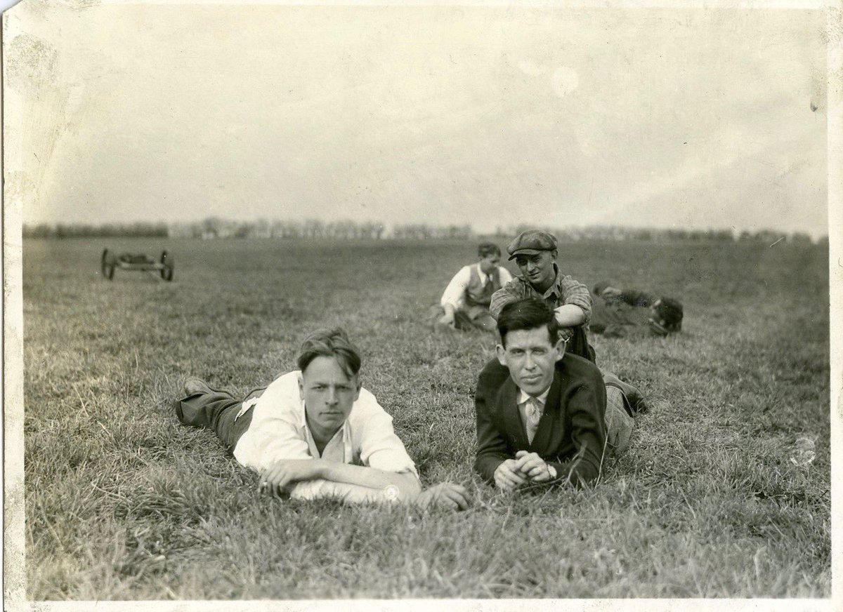 My great grandpa hanging out with Charles Lindbergh