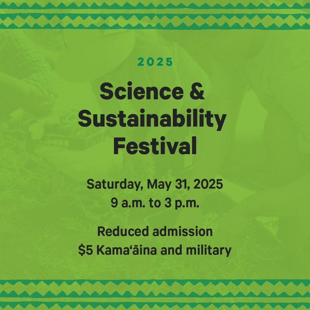 Join us at the Science and Sustainability Fair at the Bishop Museum! Swing by our table to learn more about the Aloha+ Challenge and how our state's 2030 sustainability goals are backed by science!  See you there!
Pre-register here: bishopmuseum.org/science-sustai…