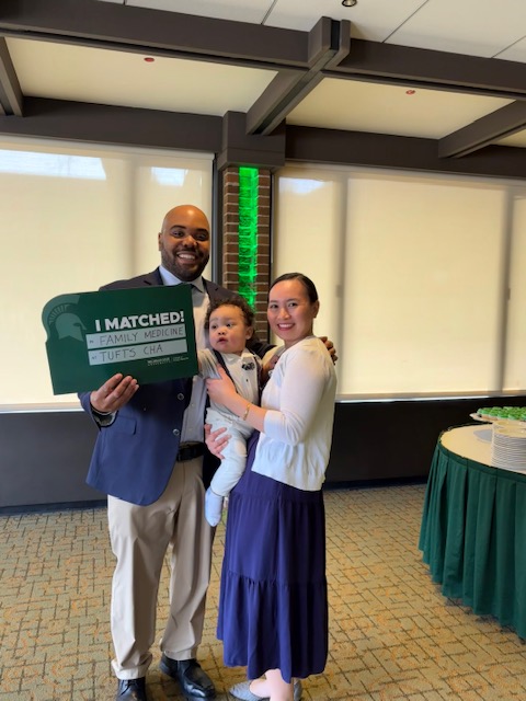 MSU College of Human Medicine (@msumd) on Twitter photo For the last four years, Michigan has been home to Philippe Moleus as he studied medicine and started a family. Now, the Massachusetts native is headed to <a href="/tufts/">Tufts University</a> <a href="/challiance/">Cambridge Health Alliance (CHA)</a> for a family medicine residency.
Read his story: go.msu.edu/TYk5 For the last four years, Michigan has been home to Philippe Moleus as he studied medicine and started a family. Now, the Massachusetts native is headed to <a href="/tufts/">Tufts University</a> <a href="/challiance/">Cambridge Health Alliance (CHA)</a> for a family medicine residency.
Read his story: go.msu.edu/TYk5