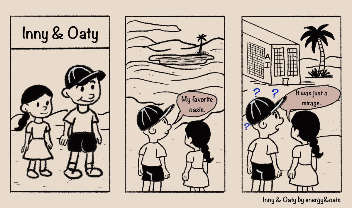 When your favorite oasis turns into an AI data center 💧⚡- can the desert nations really keep up with it?

#energy&amp;oats #ClimateComics #sustainability #greenenergy #enviornment #Inny&amp;Oaty #AI #energy