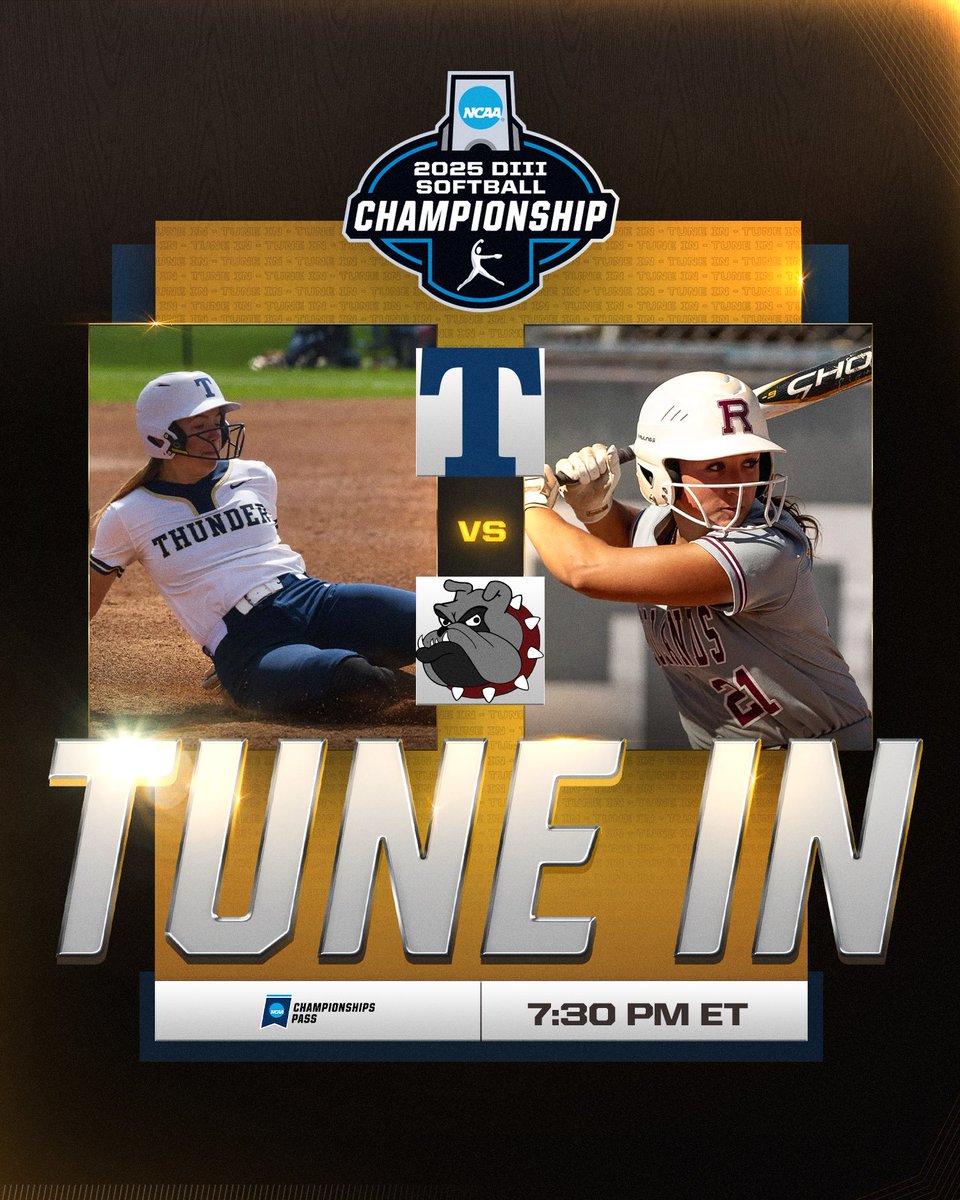 NCAA Division III (@ncaadiii) on Twitter photo βΌοΈTUNE IN for the final game of Day 1βΌοΈ
<a href="/TrineAthletics/">Trine Thunder</a>
π
<a href="/GoRedlands/">Bulldog Athletics</a>
πΊπ on.ncaa.com/D3SBG4
#WhyD3 | #D3SB βΌοΈTUNE IN for the final game of Day 1βΌοΈ
<a href="/TrineAthletics/">Trine Thunder</a>
π
<a href="/GoRedlands/">Bulldog Athletics</a>
πΊπ on.ncaa.com/D3SBG4
#WhyD3 | #D3SB