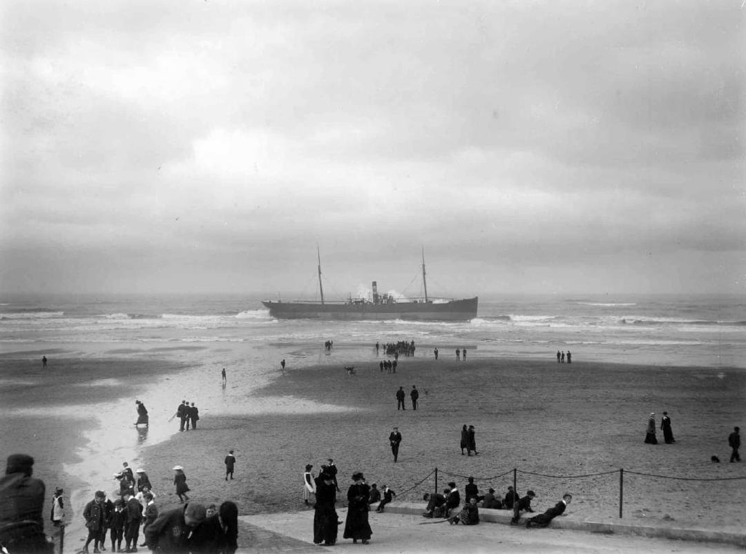 OTD 1902 the SS Ben Corlic went ashore on Upgang beach, of the crew, 13 made their own way ashore in the steamer's boats, 5 were rescued by the Upgang   Lifeboat, the RNLB William Riley and two crew were drowned. The ship proved a visitor attraction and was refloated in Sept 1902
