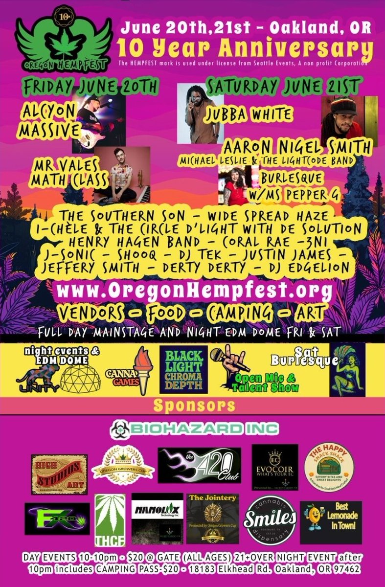 SmokinJoeXL's tweet photo. Join us for a great weekend at the 10th ANNUAL Oregon Hempfest !! Pre-sale tickets and information is available at:

 https://t.co/13zV2TVm3T

Don't miss out on what's sure to be a memorable weekend!

#OregonHempfest #cannabisculture #legalweed #weed #cannabis #marijuanafestival https://t.co/c7Q3Ta5Zx4