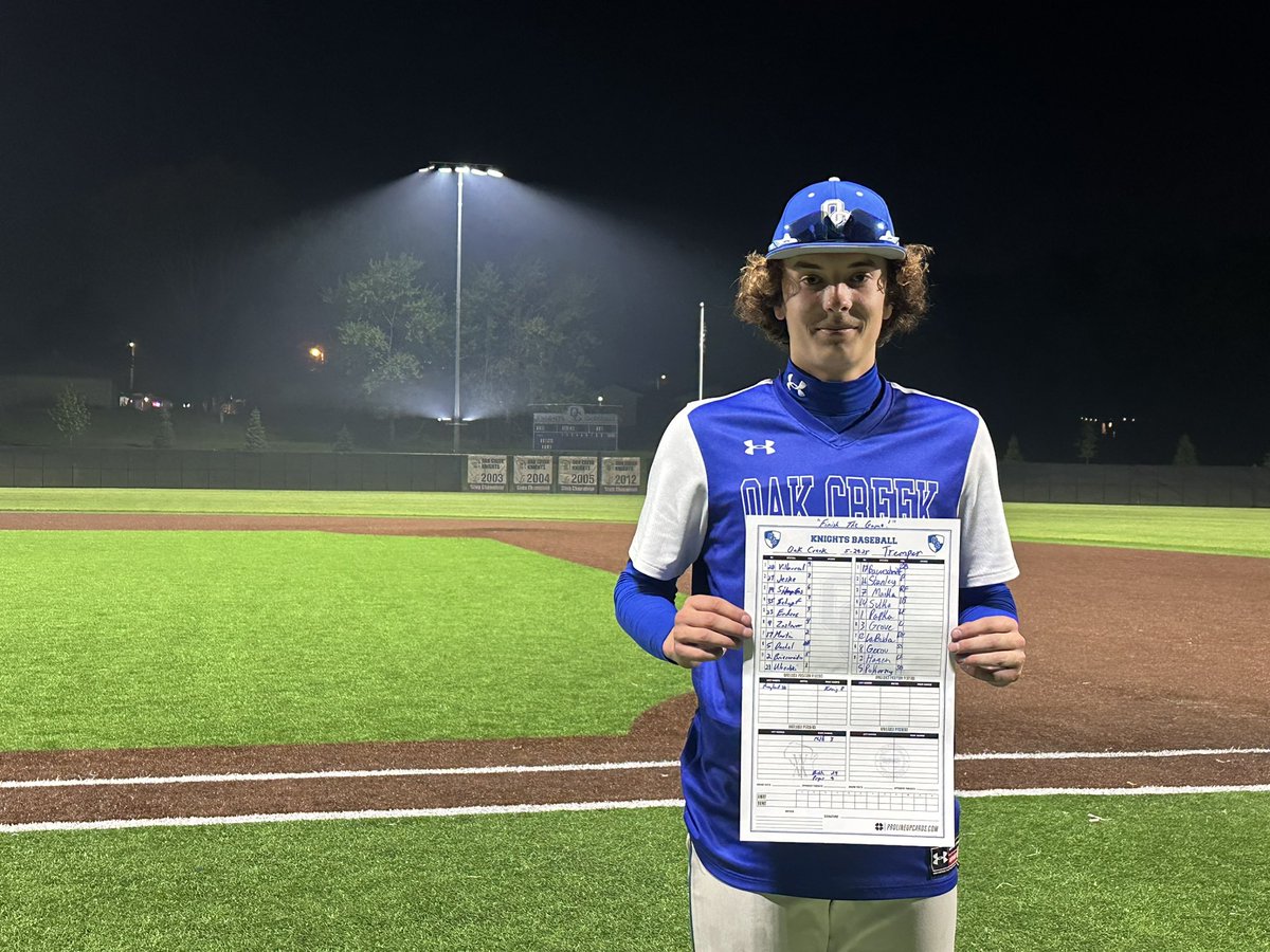 Oak Creek HS Baseball (@ocreekbaseball) on Twitter photo Game 2 Final: OC 5 Tremper 4 (8inn)
<a href="/blakeulezelski1/">Blake Ulezelski</a> 4IP, 4H, K
Ben Mills: 4IP, W, K
<a href="/BrandonBrieseme/">Brandon Briesemeister</a> 3-4, 2B, 2RBI, SB, Game winning RBI single in the top of the 8th
<a href="/Brian_Simmons11/">Brian Simmons</a> 3-4, 2 2B, R, SB Game 2 Final: OC 5 Tremper 4 (8inn)
<a href="/blakeulezelski1/">Blake Ulezelski</a> 4IP, 4H, K
Ben Mills: 4IP, W, K
<a href="/BrandonBrieseme/">Brandon Briesemeister</a> 3-4, 2B, 2RBI, SB, Game winning RBI single in the top of the 8th
<a href="/Brian_Simmons11/">Brian Simmons</a> 3-4, 2 2B, R, SB