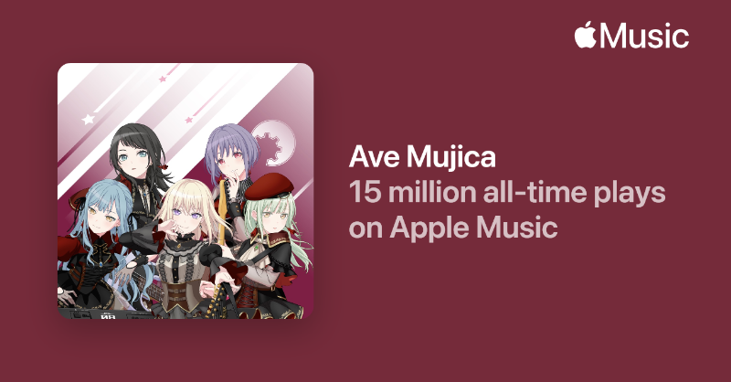 バンドリ! BanG Dream! 公式 (@bang_dream_info) on Twitter photo \1500万回再生🎉/
#AppleMusic (<a href="/AppleMusicJapan/">Apple Music Japan</a>) にて
#AveMujica の楽曲総再生回数が、
【1500万回再生】を突破しました🎊
いつもお聴きいただきありがとうございます🎵
Apple Musicでの再生はこちら👇
music.apple.com/jp/artist/ave-…
#バンドリ \1500万回再生🎉/
#AppleMusic (<a href="/AppleMusicJapan/">Apple Music Japan</a>) にて
#AveMujica の楽曲総再生回数が、
【1500万回再生】を突破しました🎊
いつもお聴きいただきありがとうございます🎵
Apple Musicでの再生はこちら👇
music.apple.com/jp/artist/ave-…
#バンドリ