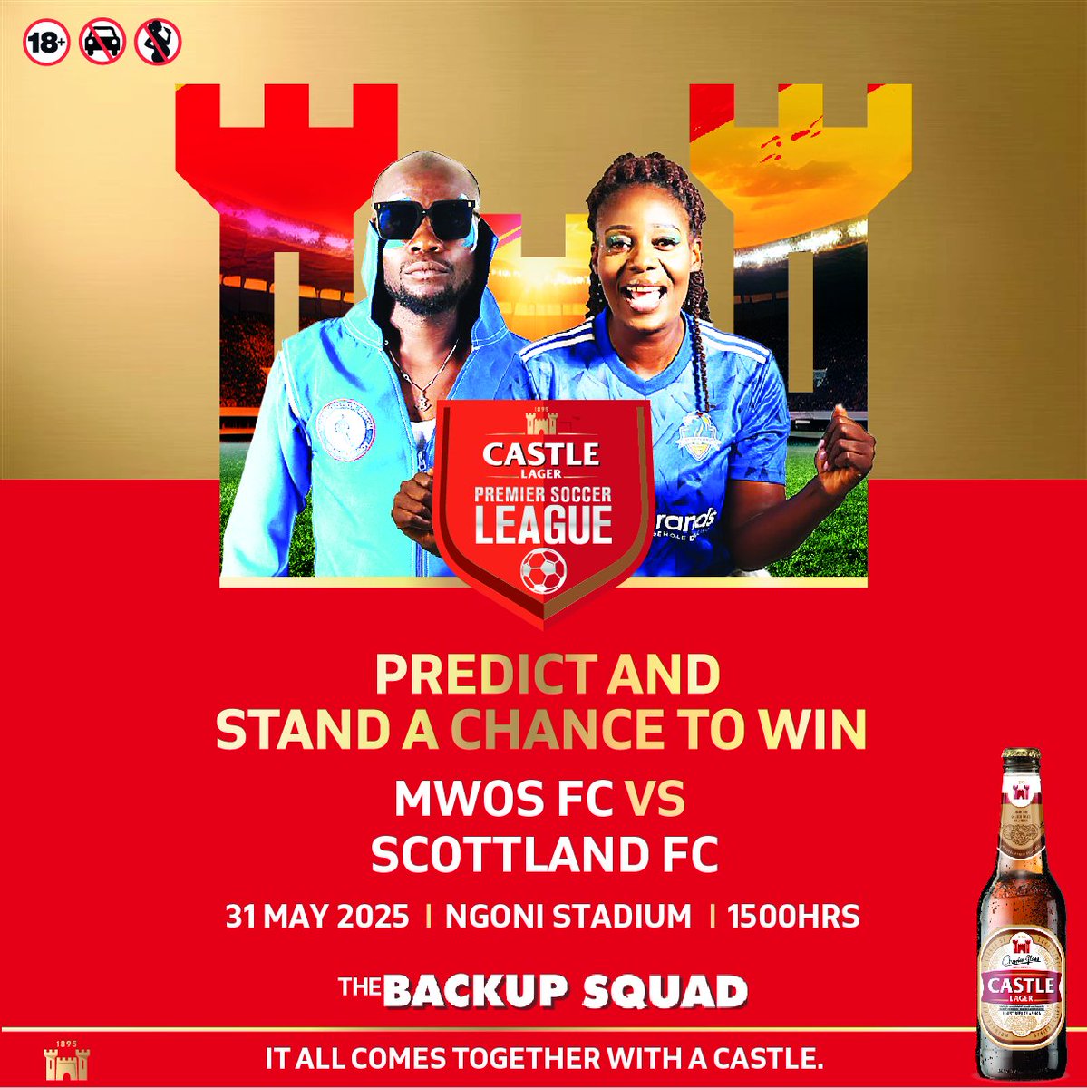 Castle Lager Zimbabwe (@castlelagerzw) on Twitter photo PREDICT AND STAND A CHANCE TO WIN! Stand a chance to win one of TEN cases to share with your #BackupSquad! Simply tell us which team will win or if the match will end in a draw! PREDICT AND STAND A CHANCE TO WIN! Stand a chance to win one of TEN cases to share with your #BackupSquad! Simply tell us which team will win or if the match will end in a draw!
