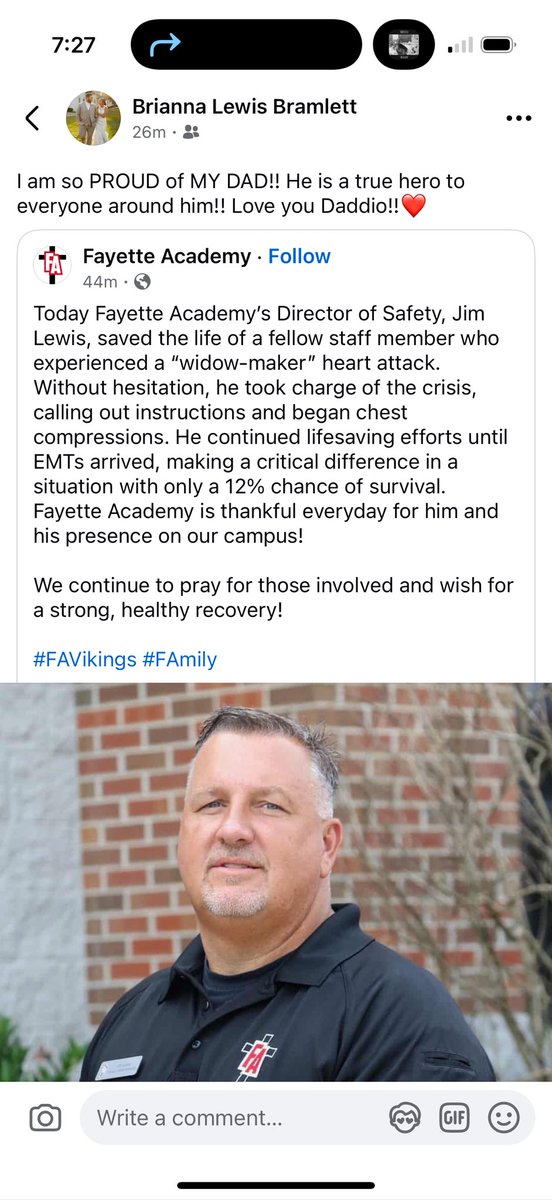 When we say we have super hero’s for coaches, we aren’t kidding! God put our Director Coach Jim Lewis in the right place today. We are all extremely proud of Coach Jim Lewis and his heroic actions today.