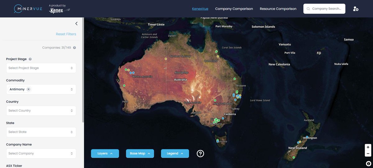 Looking to invest in the next big antimony project?
MinerVue’s Company Comparison tool makes it easy. With a single click, you can narrow your search from 747 to just 31 companies with antimony projects.

minervue.com

#Antimony #MineralExploration #JuniorMiners #ASX