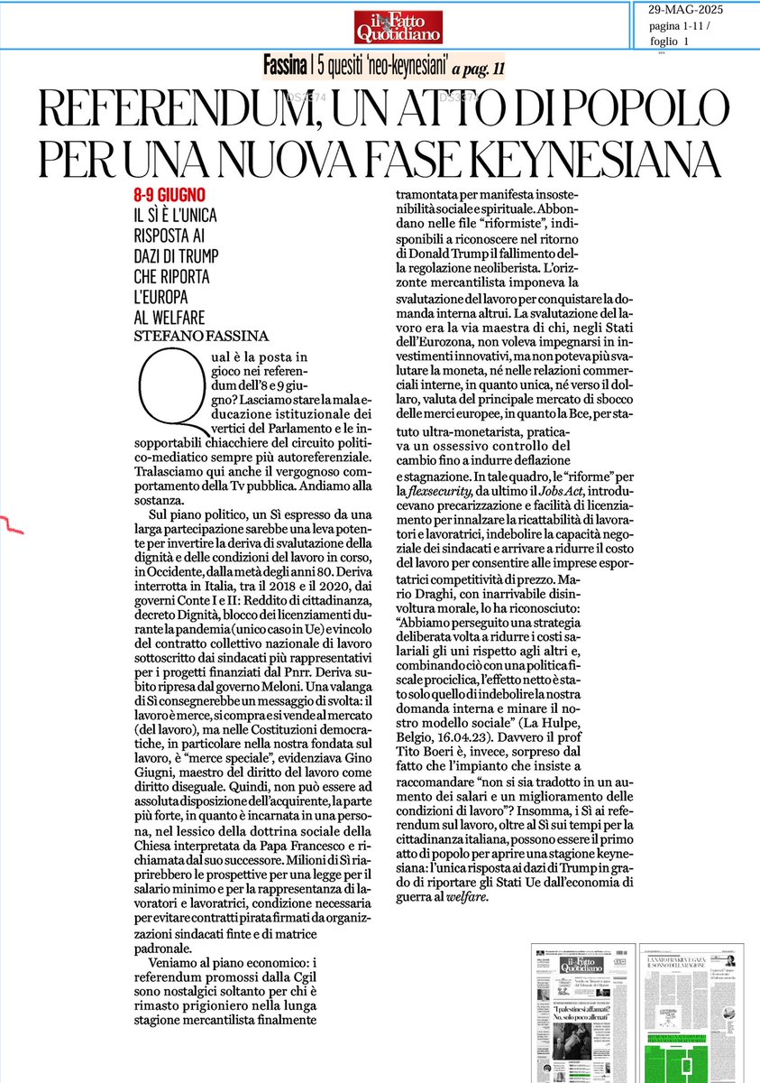 Stefano Fassina (@stefanofassina) on Twitter photo La lunga stagione mercantilista è tramontata per manifesta insostenibilità sociale e spirituale. I Si ai #referendum8e9giugno contribuiscono a aprire fase keynesiana per ripotare l’ #Ue dall’economia di #guerra al welfare. Ne scrivo <a href="/fattoquotidiano/">Il Fatto Quotidiano</a> La lunga stagione mercantilista è tramontata per manifesta insostenibilità sociale e spirituale. I Si ai #referendum8e9giugno contribuiscono a aprire fase keynesiana per ripotare l’ #Ue dall’economia di #guerra al welfare. Ne scrivo <a href="/fattoquotidiano/">Il Fatto Quotidiano</a>