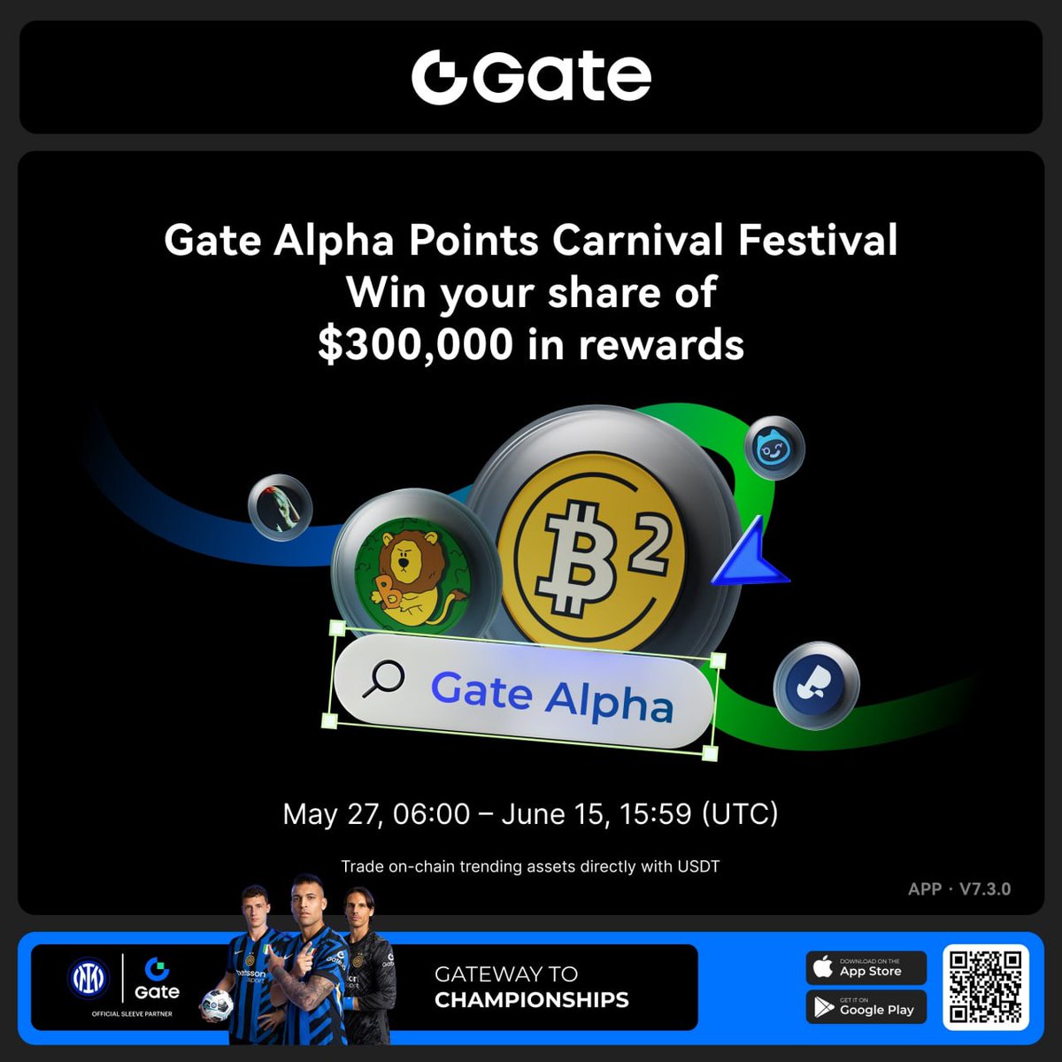 ammatwt0's tweet photo. 🎉 Gate Alpha Points Carnival is Live!
💰 A massive $300,000 reward pool is up for grabs!

🌐 Gate Alpha Web Version is Now Live
Time untill June 15, 15:59 (UTC)
 Join the Carnival: https://t.co/haBpA0Bb0v
Join now
https://t.co/fI4bwLLkMd

#GateAlphaPoint #AlphaCarnival #GateCom https://t.co/inidgDFdUG