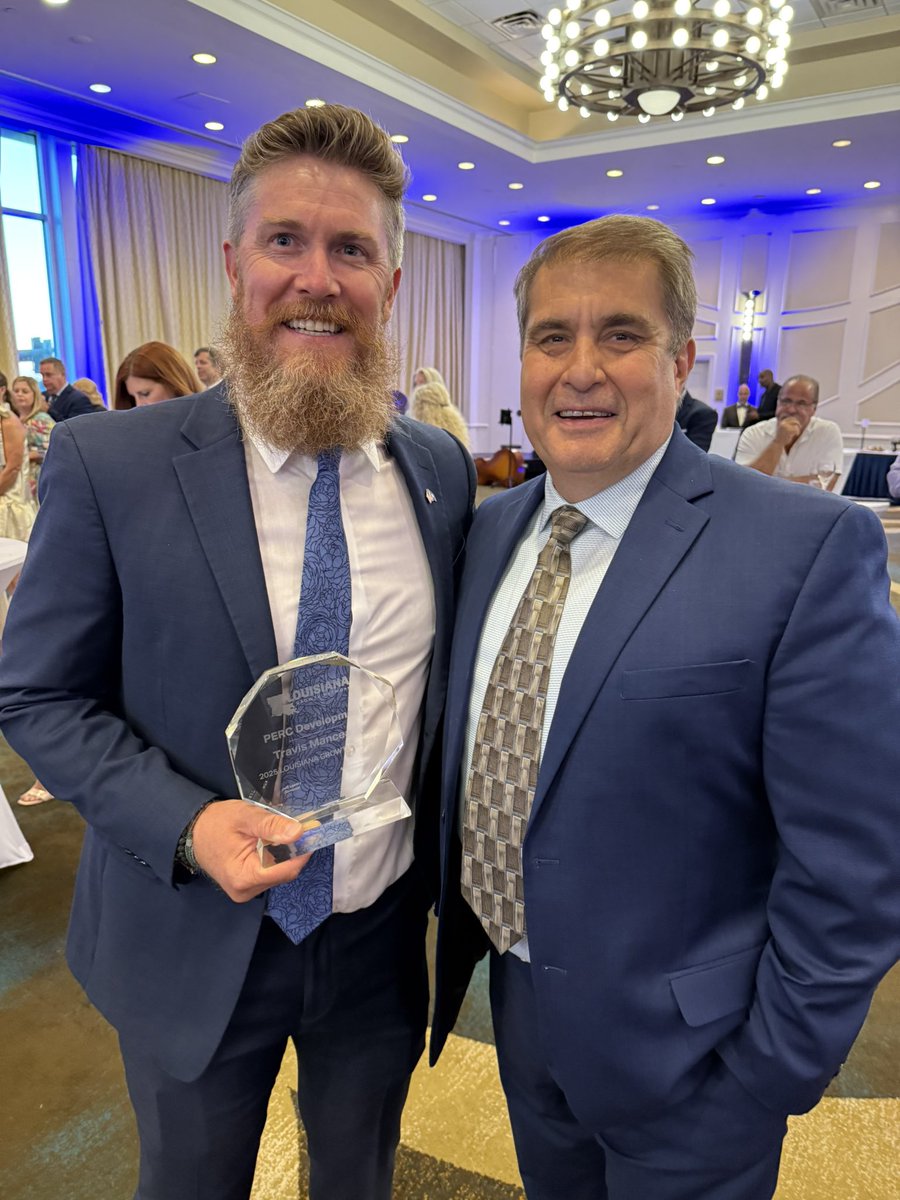 Businessmaker's tweet photo. Celebrating Louisiana’s entrepreneurs and Growth Leaders like Lake Charles’ Travis Manceaux &amp; PERC Development. Congrats to all those recognized! Great state! Great event! You should be here. https://t.co/5tFjsZVD38