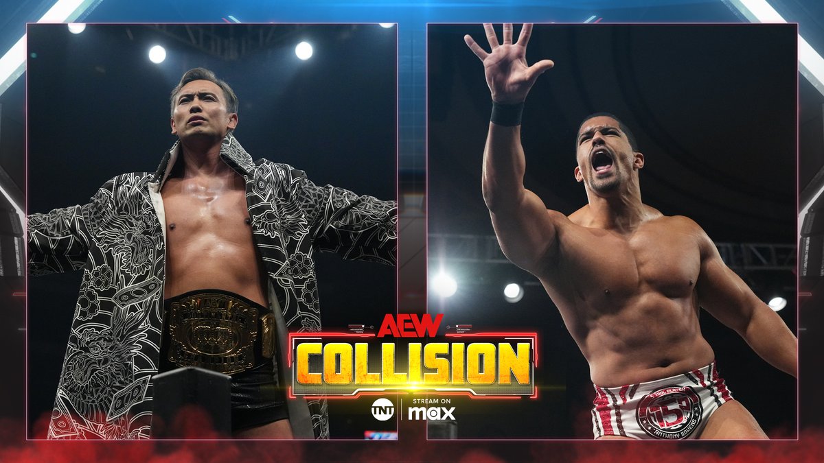 All Elite Wrestling (@aew) on Twitter photo TOMORROW, 5/31
#AEWCollision
AEW Continental Championship Eliminator
@RainmakerXOkada vs <a href="/Bowens_Official/">Anthony Bowens</a>
Anthony Bowens faces Kazuchika Okada in an Eliminator Match!
Collision airs NATIONWIDE immediately after Game 6 of the NBA playoffs on TNT + MAX, TOMORROW NIGHT! TOMORROW, 5/31
#AEWCollision
AEW Continental Championship Eliminator
@RainmakerXOkada vs <a href="/Bowens_Official/">Anthony Bowens</a>
Anthony Bowens faces Kazuchika Okada in an Eliminator Match!
Collision airs NATIONWIDE immediately after Game 6 of the NBA playoffs on TNT + MAX, TOMORROW NIGHT!