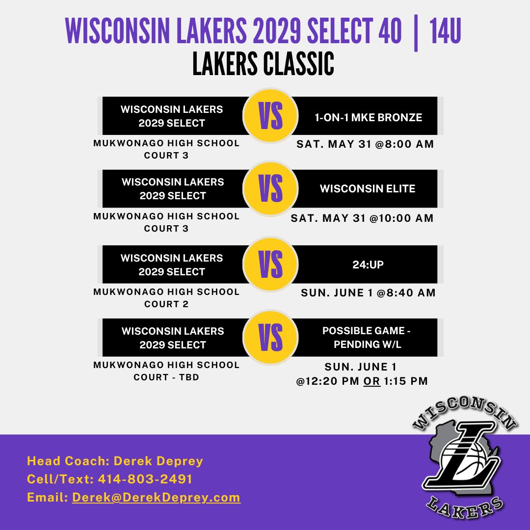 Competing in the Lakers Classic this weekend! Can’t wait to play with my 2029 team. Here’s our schedule.👇🏀