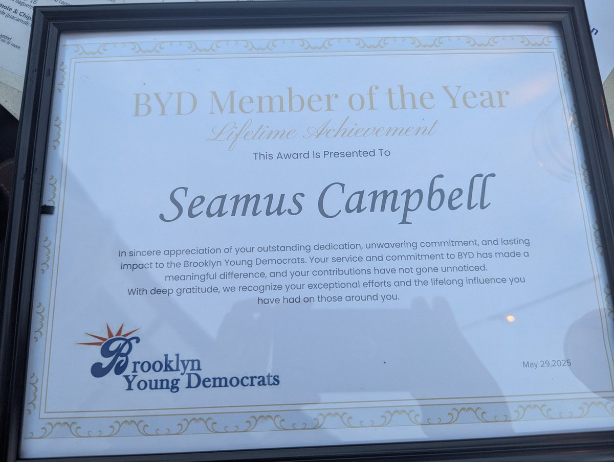 Honored to receive the Member of the Year Award from the club I helped start over 15 years ago. 

There is some humor in that I received this 4 days after I aged-out of Young Dems 😂