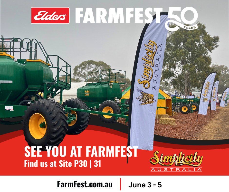 📍Farmfest 2025 ! Find us at Sites P30 &amp; P31!
🚜 See the 12M SD-400 Planter, 2,500 FM2, 4,500 TR2 &amp; 30 Series 20,500 TXQ3 up close 💪
👋 Chat with the team &amp; discover why we’re Australia’s Favourite Airseeder.
Don’t miss it! 🌱