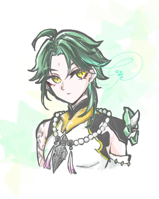 原神で一番最初に惚れた男キャラ 限定キャラで最初に引いた男キャラが魈様でしたロリに狂っていて知らない人多いと思うけど大好きなキャラです 久しぶりの落書き〜 #魈 #Xiao #原神