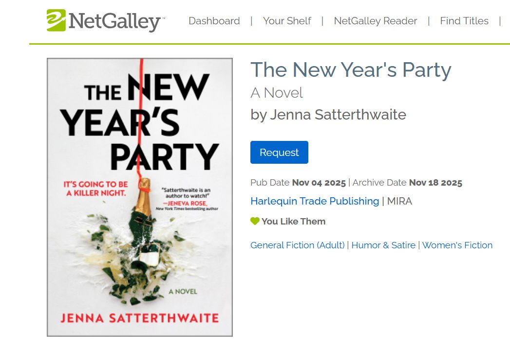 um whoa had no idea this went up but HEY IT'S MY NEXT-NEXT BOOK and it's free to request on Netgalley!!  

"New Year’s Eve hits different in your thirties. Especially when the party ends in murder..."