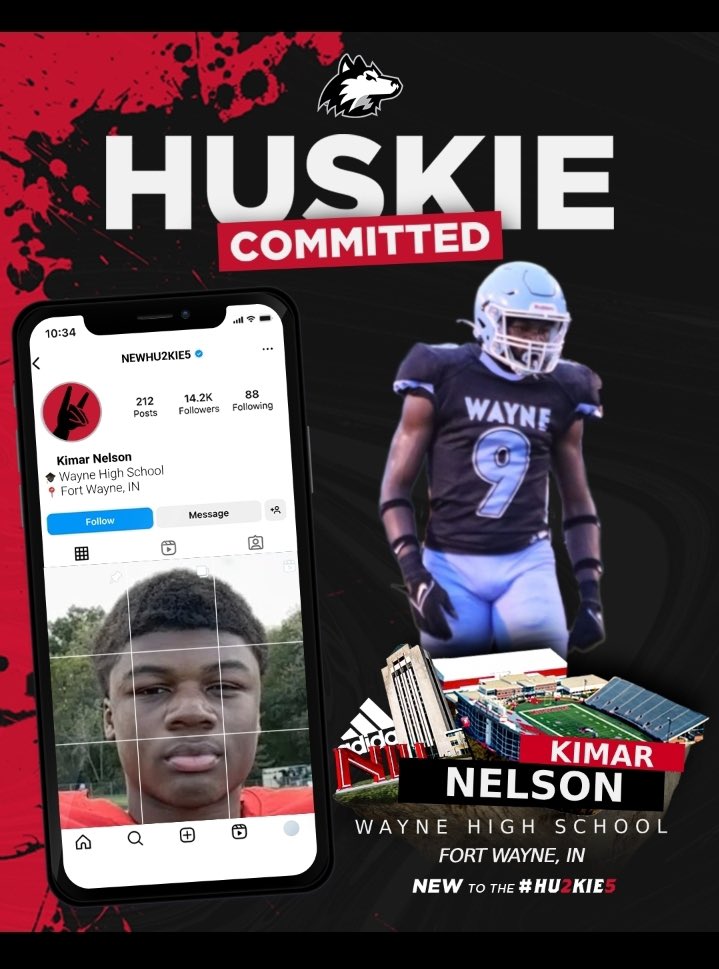 my nephew Kimar Nelson Recruitement 100% open. (@ibonebilli) on Twitter photo 100% Committed to NIU
Mr. Indiana DPOY 6’2 225 LB Kimar Nelson
Great day to be a Huskie!!! The Hard way
Thank you Coach Hammock and the coaching staff
<a href="/NIUCoachHammock/">Thomas Hammock</a>
<a href="/CoachAWang/">Andy Wang</a>
<a href="/CoachMooreNIU/">Travis D. Moore Sr.</a>
<a href="/Coach_Jay53/">Justin Robinson</a>
<a href="/TomLoy247/">Tom Loy</a>
<a href="/IndianaPreps/">Indiana Preps</a>
<a href="/Blitz_OTH/">Blitz</a>
<a href="/247Sports/">247Sports</a> 100% Committed to NIU
Mr. Indiana DPOY 6’2 225 LB Kimar Nelson
Great day to be a Huskie!!! The Hard way
Thank you Coach Hammock and the coaching staff
<a href="/NIUCoachHammock/">Thomas Hammock</a>
<a href="/CoachAWang/">Andy Wang</a>
<a href="/CoachMooreNIU/">Travis D. Moore Sr.</a>
<a href="/Coach_Jay53/">Justin Robinson</a>
<a href="/TomLoy247/">Tom Loy</a>
<a href="/IndianaPreps/">Indiana Preps</a>
<a href="/Blitz_OTH/">Blitz</a>
<a href="/247Sports/">247Sports</a>