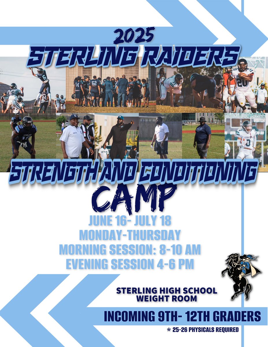 Raider 2025 Summer Strength and Conditioning Camp for incoming 9th -12th graders #WeOwe #LetsWork